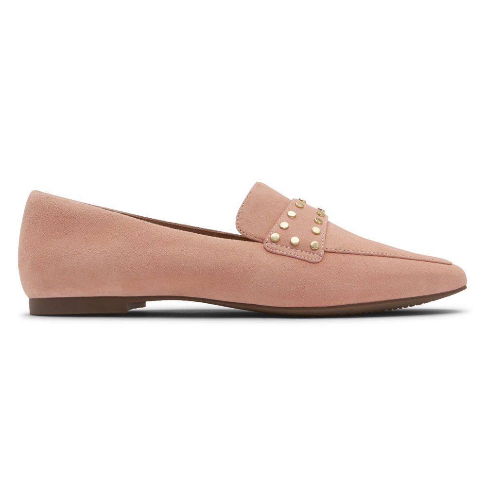 Rockport Loafers For Womens Pink - Total Motion Laylani Studded - UD7190652